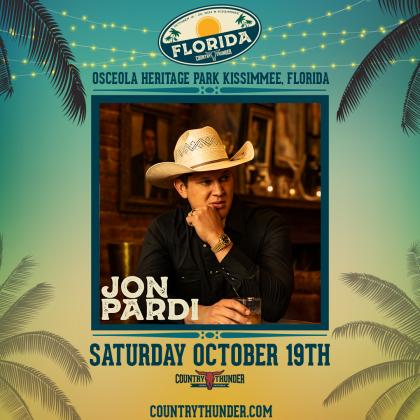 Jon Pardi will headline the Saturday Oct. 19 lineup at Country Thunder Florida. PHOTO/COUNTRY THUNDER