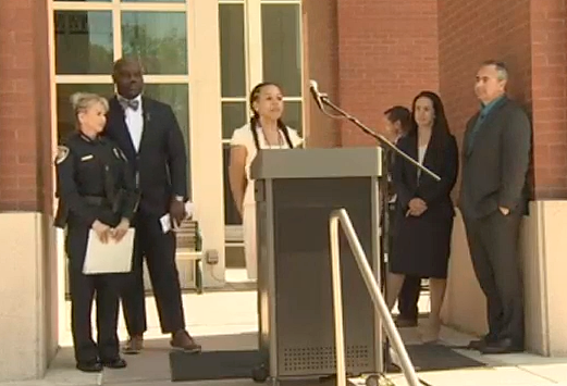 State Attorney Andrew Bain and Kissimmee Police Chief Betty Holland (left) joined 9th Circuit Homicide Unit Chief Will Jay at a press conference Wednesday to discuss the first-degree murder charges against Stephan Sterns.