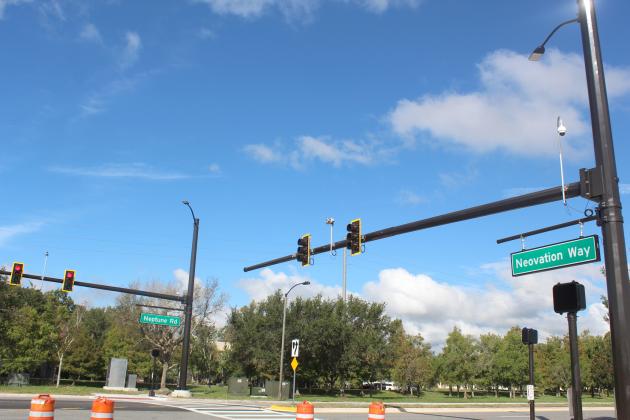 With the new road comes a new traffic signal at the intersection of Neptune Road and Neovation Way. PHOTO/KEN JACKSON