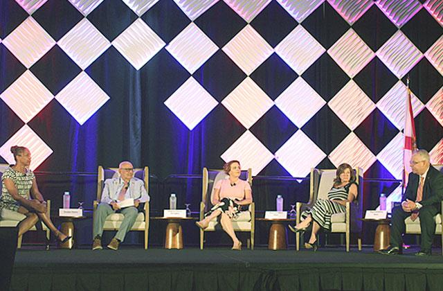 At Tuesday’s Osceola Legislative Delegation Update presented by the Osceola Chamber, from left, Walt Disney World Senior Government Advisory Manager Leticia Adams, Osceola County legislators Sen. Victor Torres and state Rep. Kristen Arrington, Paula Stark and Tom Keen engaged in conversation about the 2024 session. PHOTO/KEN JACKSON
