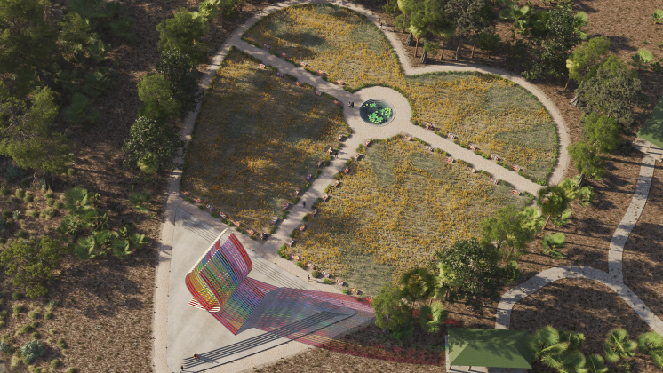 “Wings of a Rainbow” will feature the names of the 49 Pulse shooting victims on reflective acrylic glass, set within a butterfly garden at Brownie Wise Park. PHOTO/OSCEOLA COUNTY
