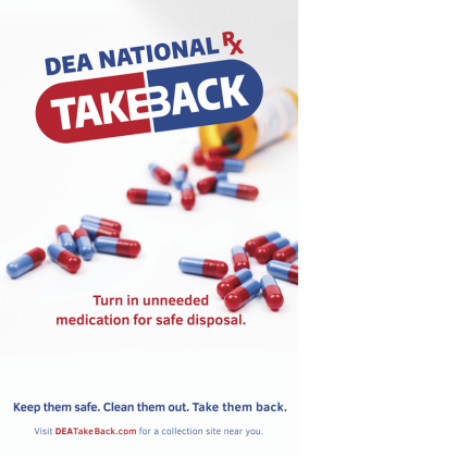 Multiple sites will collect unused prescription medication to combat drug misuse on Saturday, Oct. 26 as part of Drug Take Back Day, sponsored annually by the U.S. Drug Enforcement Agency.