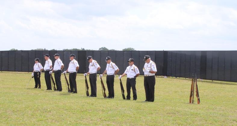 The Osceola County Veterans Council Honor Guard prepares to perform a 21-gun salute and a final playing of TAPS to close the display on Sunday. PHOTO/TERRY LLOYD