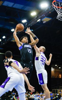 Myron Gardner goes up for two of his career-high 30 points in the Osceola Magic's 129-118 win over the Stockton Kings in Game 1 of the NBA G League championship finals. PHOTO/TAYLOR MCFEE
