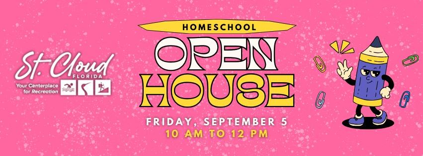 The City of St. Cloud presents Homeschool Open House—St. Cloud Civic Center on Friday, Sept. 5 from 10 a.m. to 12 noon. Meet the staff at the Civic Center and explore opportunities for the upcoming year.