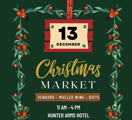 The Hunter Arms Hotel will host a Christmas Market on Saturday, Dec. 13 from 11 a.m. to 4 p.m. The event features a pop-up market with a Christmas twist.