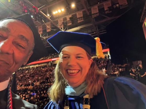 Selfie time! Grizelle-Reid with Valencia College President Dr. Kathleen Plinske at the graduation ceremony. (Photo/Valencia College)