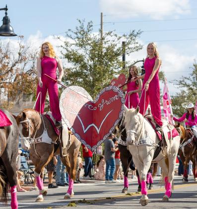 Performance equestrian team Faithful W Ranch Riders won the hearts of judges and were crowned the winners at the Silver Spurs Rodeo Parade Saturday. (Photo/Taylor McFee)