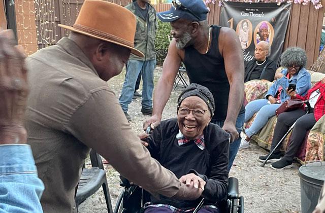 Kissimmee’s Clara Thomas, a community trailblazer, celebrated her 100th birthday Friday with family and friends. (Photo/Cheryl Thomas)
