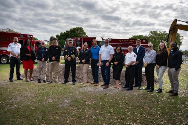 Kissimmee leaders gathered Wednesday for the ceremonial groundbreaking on Fire Station 2 in the Mill Slough community. (Photo/City of Kissimmee)