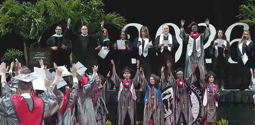 Gateway High students break into song from La La Land at Thursday's commencement. (Photo/School District of Osceola County)