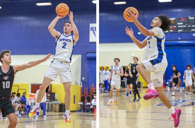 Osceola’s Jordan Mason (2), left, and Luke McCrimon (1), right, conclude a decade-plus run playing together by being named the Osceola News-Gazette Boys Basketball Co-Players of the Year. (Photos/ Taylor McFee)