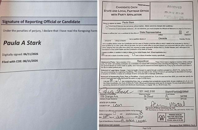 State Rep. Paula Stark showed the News-Gazette proof of election filings required to be on the 2026 ballot. (Submitted Photo)
