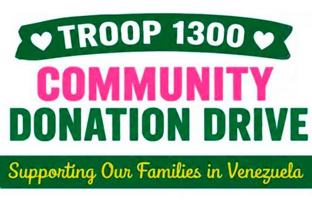 Girl Scout Troop 1300 is leading a Community Donation Drive to help bring relief and comfort to those in need in Venezuela.  They are collecting non-perishable food, hygiene products, diapers and essential care items, clothing and monetary donations at BridgePrep Academy of Osceola.