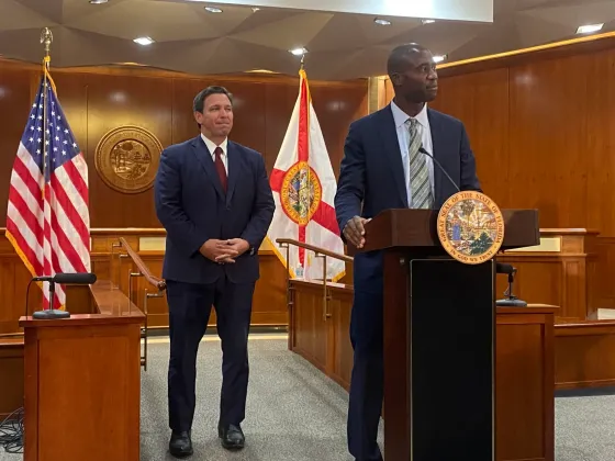 State Surgeon General Joseph Ladapo speaks in 2021 after being named to his post by Gov. Ron DeSantis. (File Photo/Rayn Dailey, News Service of Florida)