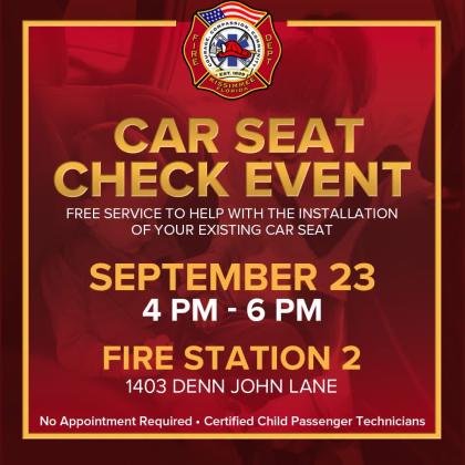 Free Car Seat Check Event — Sept. 23