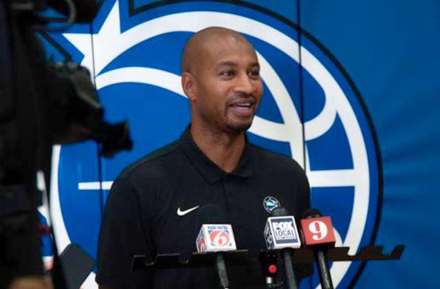 New Osceola Magic Coach Ronnie Burrell was introduced to media Wednesday at the Orlando Magic's training facility inside the Kia Center. (Photo/Osceola Magic)