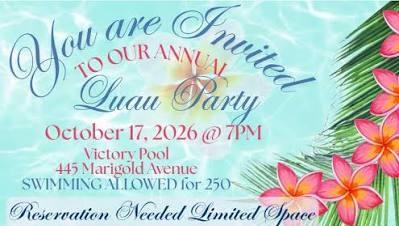The Association of Poinciana Villages (APV) presents their Annual Luau Party on Saturday, Oct. 17 at 7 p.m. at the Victory Pool for adults ages 21 and over.