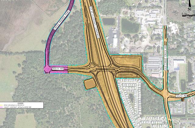 The Cross Prairie Parkway Connector Project will connect the road, which currently ends on the east side of Tohoqua, to the new Turnpike interchange over a bridge over the C-31 Canal. Nolte Road is being extended to the west of Old Canoe Creek, where the full diamond interchange is being built. (Graphics/Osceola County)