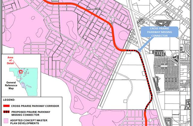The Cross Prairie Parkway Connector Project will connect the road, which currently ends on the east side of Tohoqua, to the new Turnpike interchange over a bridge over the C-31 Canal. Nolte Road is being extended to the west of Old Canoe Creek, where the full diamond interchange is being built. (Graphics/Osceola County)