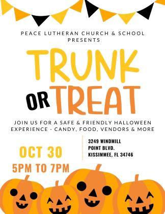 Peace Lutheran Church and School 'Trunk or Treat' — Oct. 30