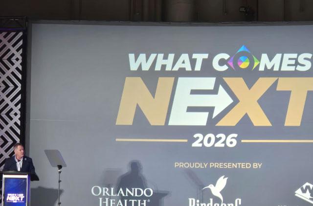 Osceola County Commission Chair Brandon Arrington addressed the convened crowd about the potential local effects of Amendment 3 on the Nov. 3 ballot at Wednesday's State of the County event. (Photo/Ken Jackson)