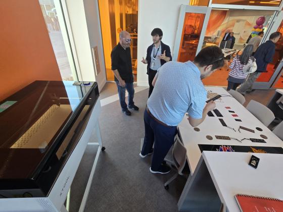 Along with the 3-D printers, laser engraving is offered at the Tech Library. (Photo/Ken Jackson)
