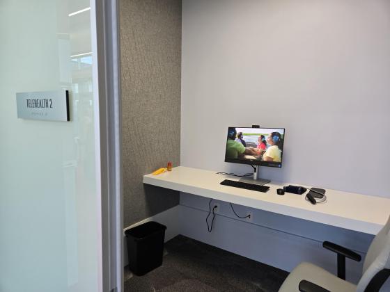 At the Tech Library, you can e-link to your physician in the private Tele-Health bay, where vitals and other health stats can be taken and uploaded to the physician. (Photo/Ken Jackson)