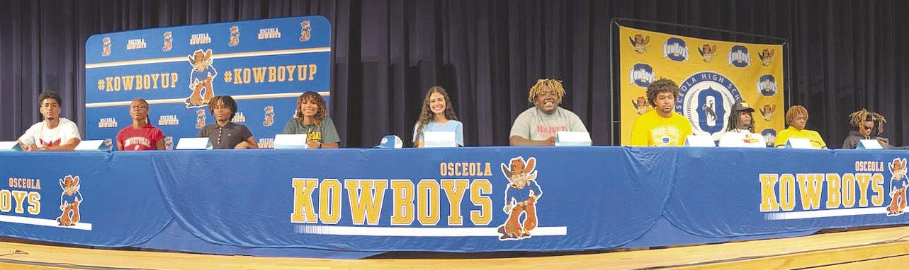 Tohopekaiga and Osceola High Schools were among those holding signing ceremonies this spring for athletes continuing athletics at the college level. (Photos/Tohopekaliga High School, Osceola High School)
