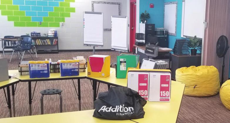 Poinciana High teacher Alenaira Feliciano and her Intensive Reading students will enjoy new desks, supplies and a fresh paint job in her classroom when school starts Aug. 12. PHOTO BY KEN JACKSON