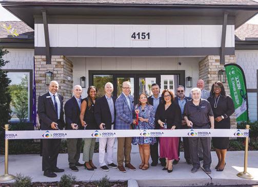 Leaders from Osceola County, Birdsong Housing Partners, Pinnacle, the City of Kissimmee and the local legislative delegation gathered at last week’s ribbon cutting for Pinnacle at the Wesleyan, an affordable housing project. (Photo/Osceola County)