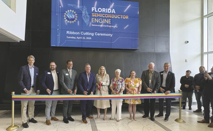 Local leaders cut the ribbon Tuesday on the Florida Semiconductor Engine at NeoCity. (Photo/Terry Lloyd)