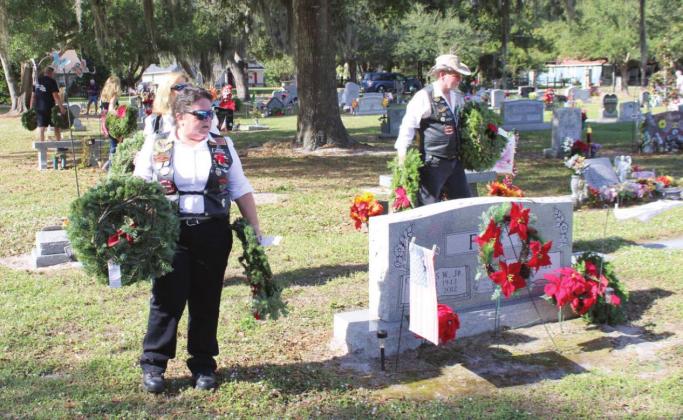 Over 100 people and numerous veterans, youth, and civic organizations laid donated wreaths on veterans’ graves at St. Cloud’s Mount Peace Cemetery.