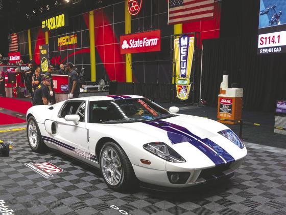 Last year’s Summer Special top seller was this 2005 Ford GT, which went for $450,000. The summer version of the record-breaking car auction returns July 10. PHOTO/MECUM AUCTIONS