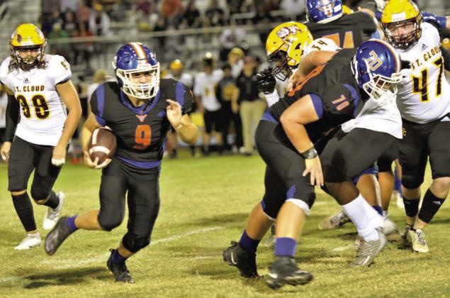 Harmony running back Cooper Richards runs for a gain Friday against St. Cloud in its 44-0 Soldier City Classic win. PHOTO/KATIE WHITT WILLIAMS