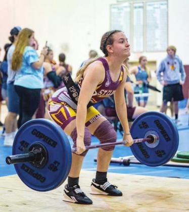 St. Cloud’s Kaitlin Gallagher, who earned all-state honors with a fourth-place finish at 110 pounds at last year’s Class 3A state meet, returns as the Bulldogs aim for a 12th consecutive Orange Belt Conference team championship Friday at Harmony High. PHOTO/ST. CLOUD HIGH SCHOOL