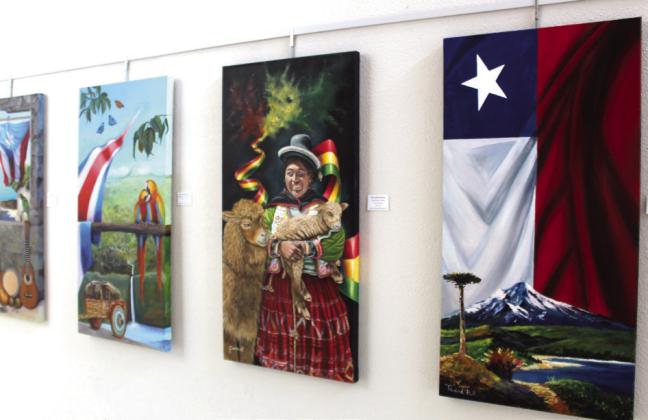 Artwork from presenters of a myriad of Hispanic and Spanish countries are on display on all five Kissimmee City Hall floors in celebration of Hispanic Heritage Month through October. PHOTO/KEN JACKSON