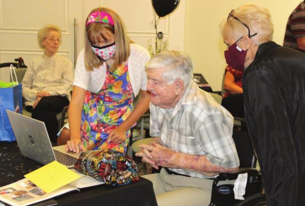 World War II paratrooper and Purple Heart recipient Harry Nivens participates in a Zoom call with family Saturday on his 100th birthday. SUBMITTED PHOTO