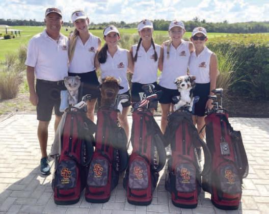 Led by Player of the Year Jenna Barnett (center), the St. Cloud girls golf team won Orange Belt Conference and district championships and qualified for the state tournament. PHOTO/ST. CLOUD HIGH SCHOOL