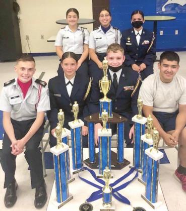 Leaders of the Osceola High AFROTC Cadet drill team display the fruits of victory. SUBMITTED PHOTO