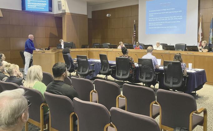 City manager Mike Steigerwald briefs the Kissimmee Commission on milestones toward commission goals accomplished during 2024. PHOTO/TERRY LLOYD