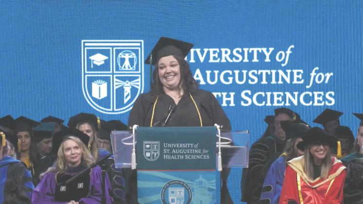 St. Cloud native Madison Ferguson got the honor of giving the commencement speech at the University of St. Augustine for Health Sciences summer ceremony. She’s moving on to occupational therapy work with adults, an underserved health care sector. (Submitted photo)