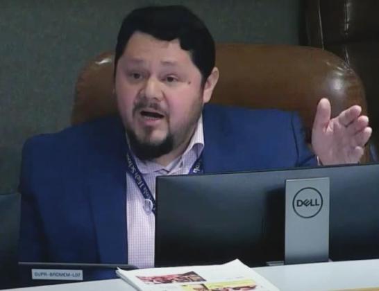 School Board member Jon Arguello speaks out against the district’s investigation against him at the Feb. 1 meeting. PHOTO/OSCEOLA COUNTY SCHOOL BOARD