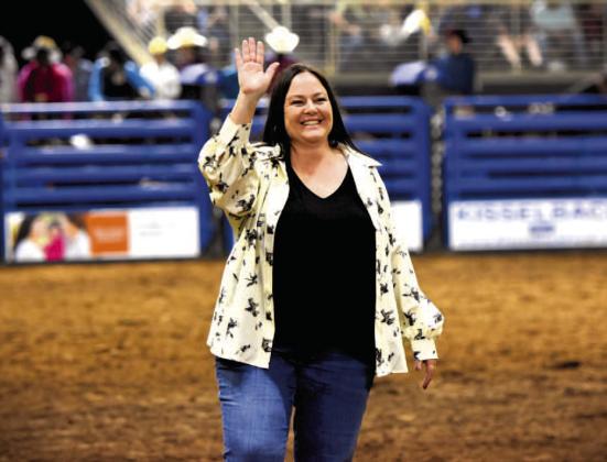 New Silver Spurs Rodeo Big Boss Sara Berlinsky, the club’s third lady boss in 80 years, presided over Saturday’s Bulls, Boots and Barrels rodeo event. PHOTO/KATIE