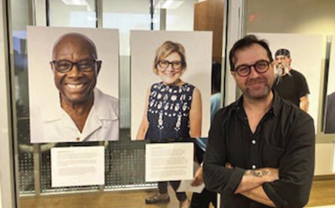 Photographer Mike Dunn with some of the subjects of his “The New 65” exhibit, including local rancher Jimmy Chapman, who isn’t slowing down in his 70s. PHOTO/DAVID CHIVERS