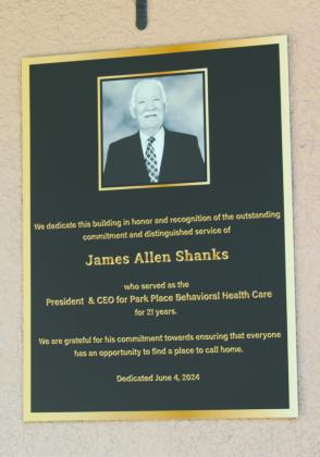 Jim Shanks, the former Park Place CEO who passed away in August after the groundbreaking, was immortalized at Dillingham Apartments. PHOTO/KEN JACKSON