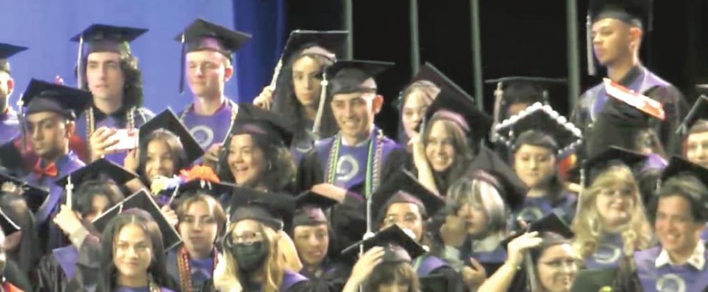 Osceola School of the Arts graduates are all smiles at Monday’s commencement, the first of 12 ceremonies this week at the Silver Spurs Arena. PHOTO/CHRIS MILLER