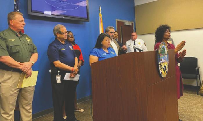 Government officials in Osceola County held a media briefing on Covid-19. NEWS-GAZETTE PHOTO / BRIAN MCBRIDE