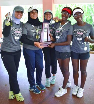 With a dramatic 4-3 win over South Fork, the Gateway girls’ tennis team captured the FHSAA Region 7 Championship and earned the school’s first-ever bid to the FHSAA State Championship. PHOTO/GATEWAY HIGH SCHOOL