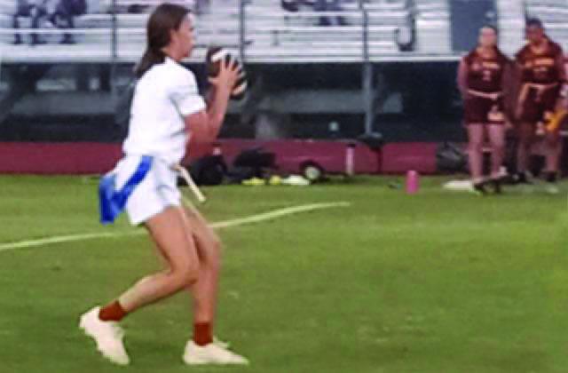 Harmony quarterback Martha Edwards took the OBC by storm as a freshman, leading the Longhorns to a conference and district title. She returns as a sophomore for more. The OBC tournament is later this month. FILE PHOTO
